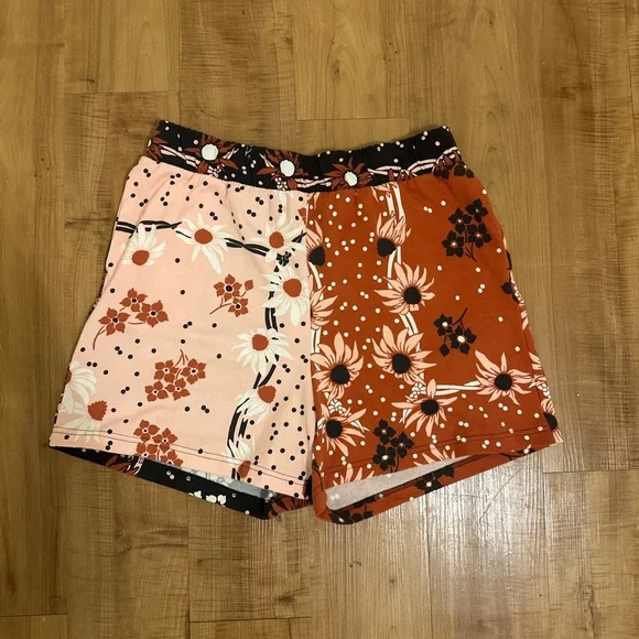 Nike Pink and Orange High Waist Floral Shorts - Picture 1 of 5